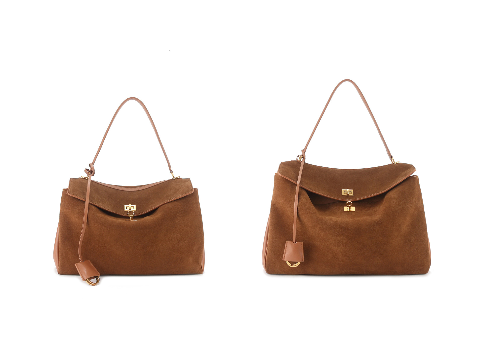 Autumn/Winter Frosted Leather Tote With Lock Buckle Underarm Single Shoulder Crossbody Bag Suede Vintage Style