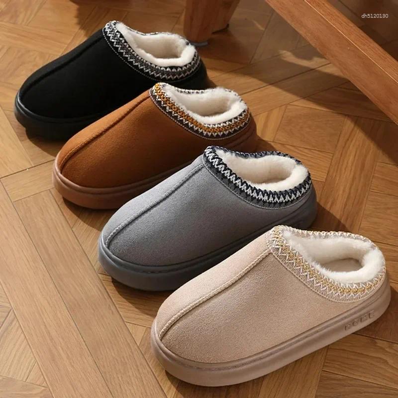 Slippers Fashion Fluffy Platform For Women 2024 Winter Plush Warm Cotton Shoes Woman Comfort Non New Slip Unisex Home