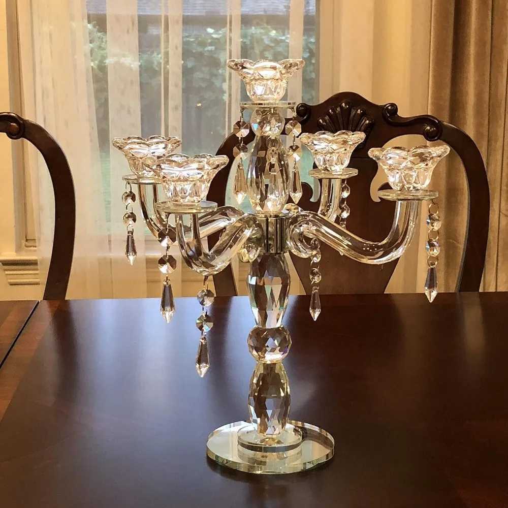 Candle Holders Wedding Crystal Candlestick 5-Arm Cone Candlestick Crystal Candlestick - Family Wedding Events and Party Festivals J241114