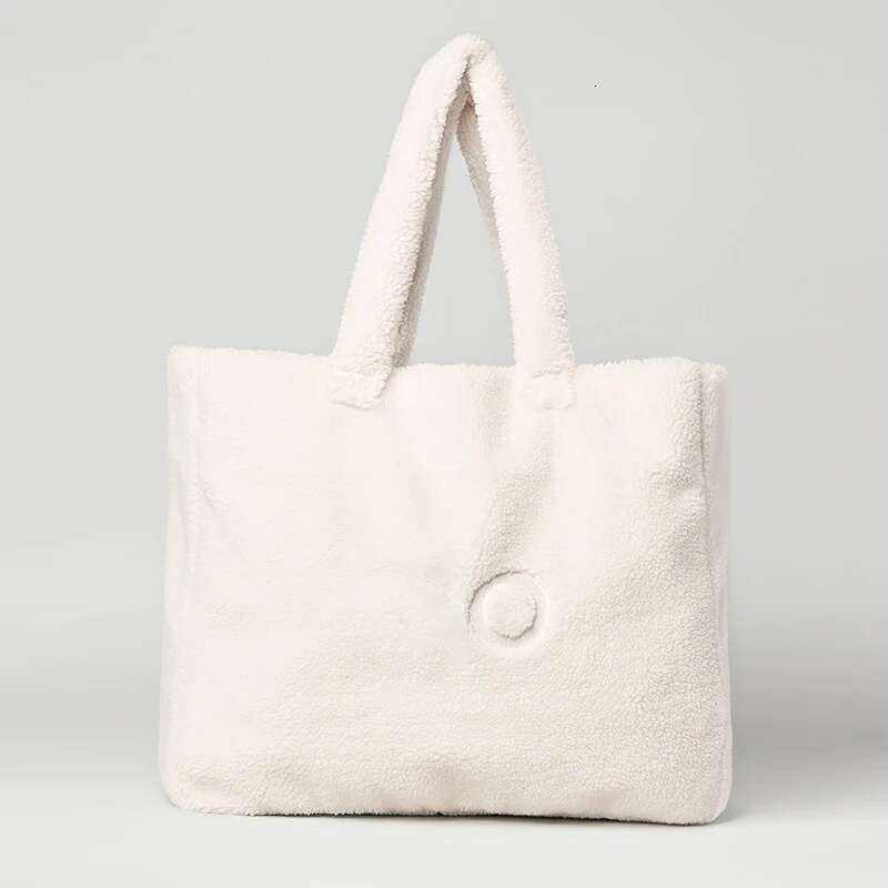 3 Goddess Yoga Foxy Sherpa Tote Fashion Letter Plush Handbag Comfortable Strap Large Capacity Storage Shoulder Bag 4