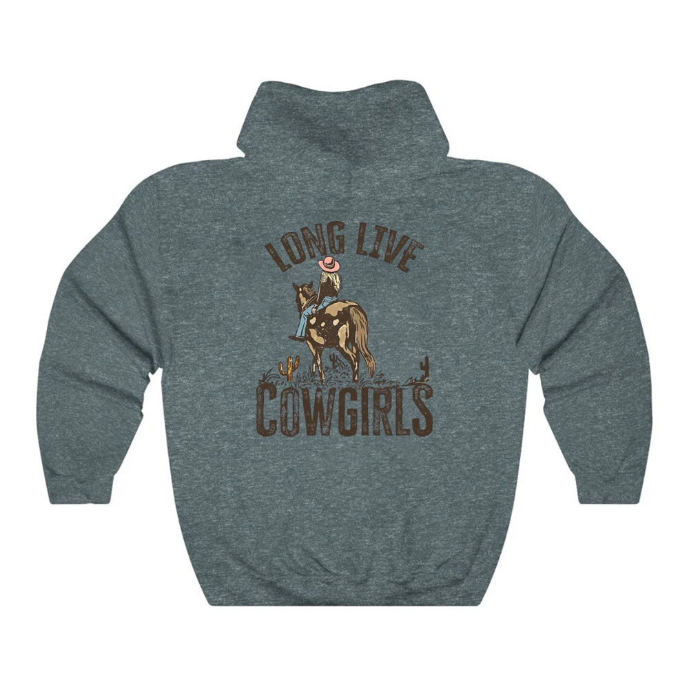 Long Live Cowgirls Hoodie Western Desert Hooded Sweatshirt Vintage Cactus Cowgirl Pullover Wild West Country Girl Trendy Hoodies 241114