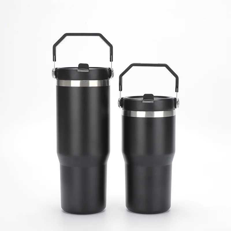 20-30 oz handheld car cup stainless steel insulated cup outdoor portable double-layer car straw cup Y241114
