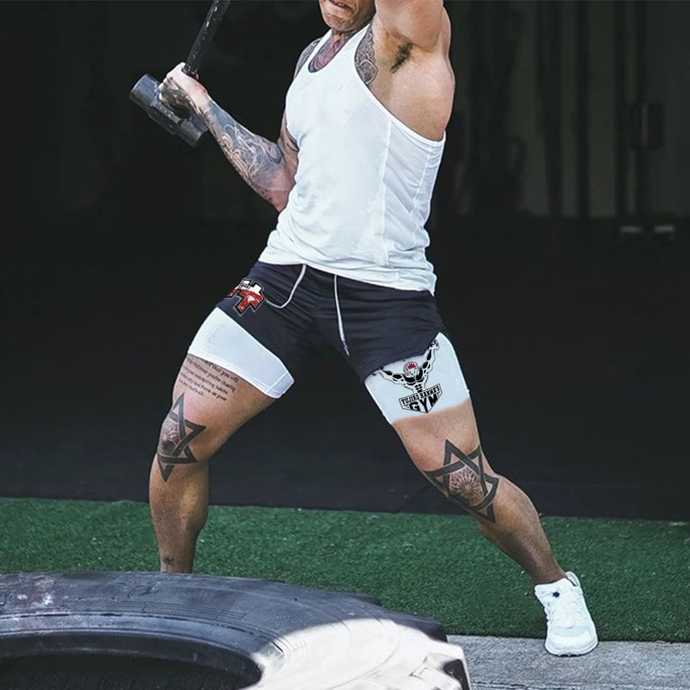 Anime Baki Hanma Gym Shorts Men Women Fitness Manga Print 2 in 1 Sports Performance Shorts Workout Quick Dry Mesh Short Pants 240412