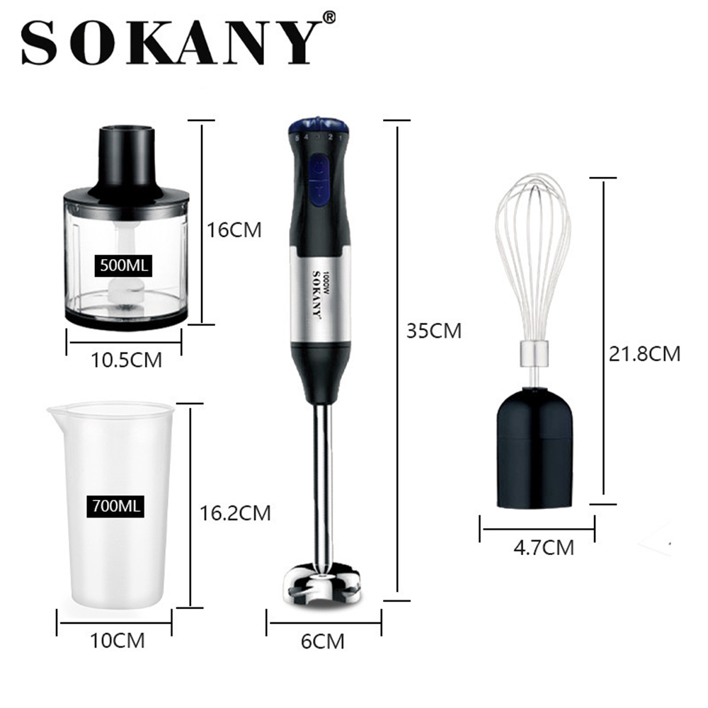 Household Electric Cooking Stick Machine, Multifunction Juicing Meat Grinder Mixer 4in1 Hand Blender Food Processor Egg Mixer