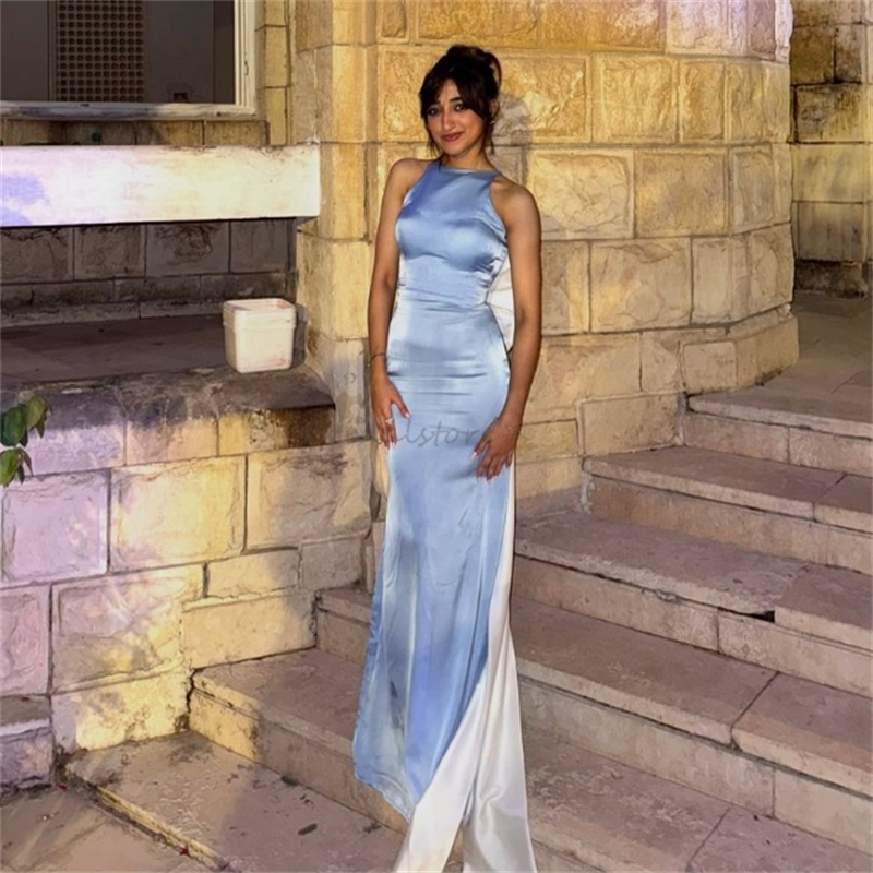 Charming Blue Evening Dress With Big Bow Sexy Open Back Mermaid Prom Dress Sleeveless Formal Birthday Party Gowns Vestidos De Fiesta 2025 Robes Soiree