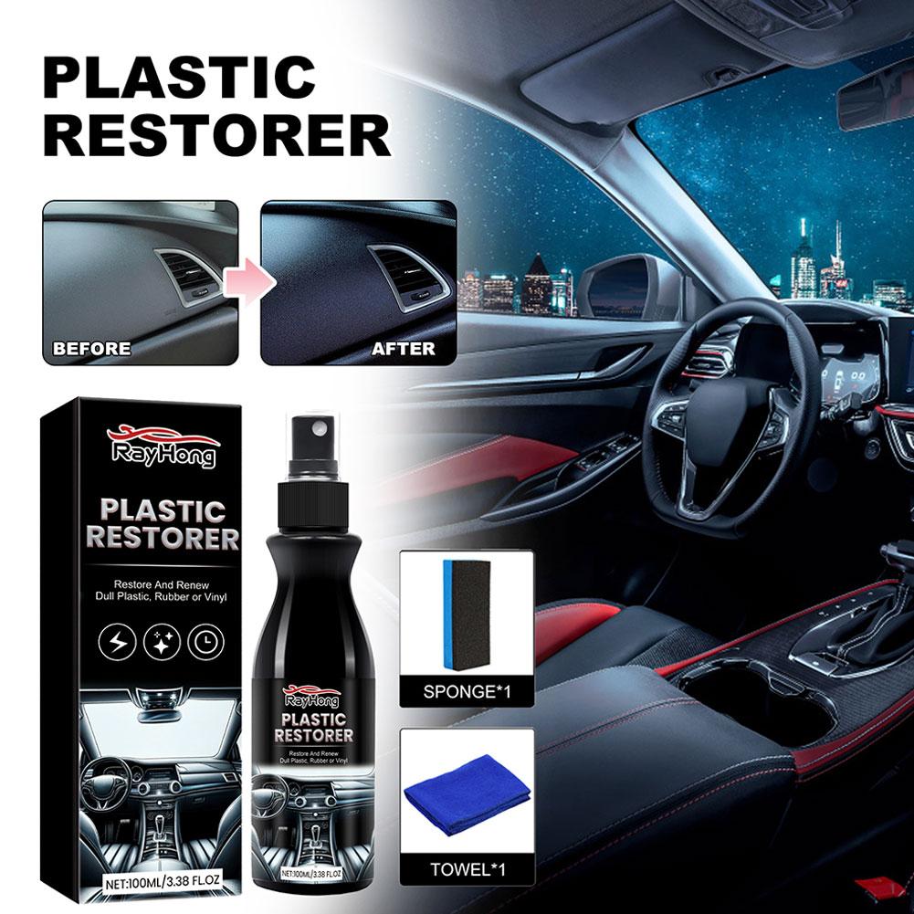100ml Car Plastic Restorer Polish Leather Cleaner Spray To Renovator Plastic Car Black Interior Gloss Accessorie Back R8k5