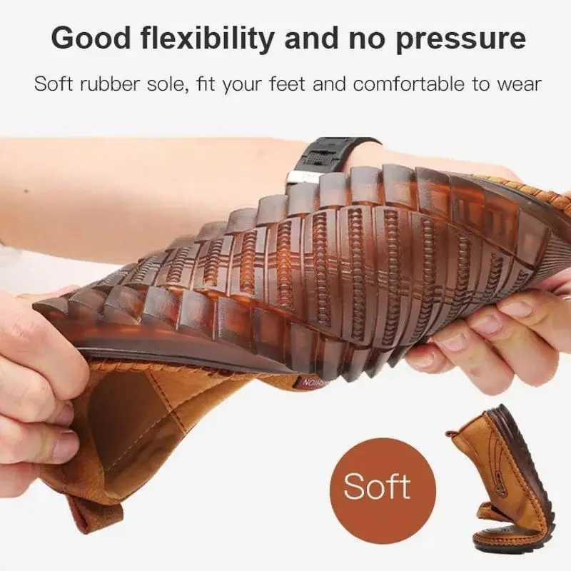 Men Leather Slip Loafer Summer Fi Slipper Casual Slip- Loafers Breathable Soft Sole Leather ShoesXJ250118