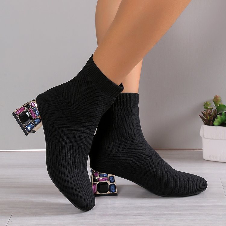 Women popular New Trendy Boot Autumn Winter Rhie Thick Heel Short Boots