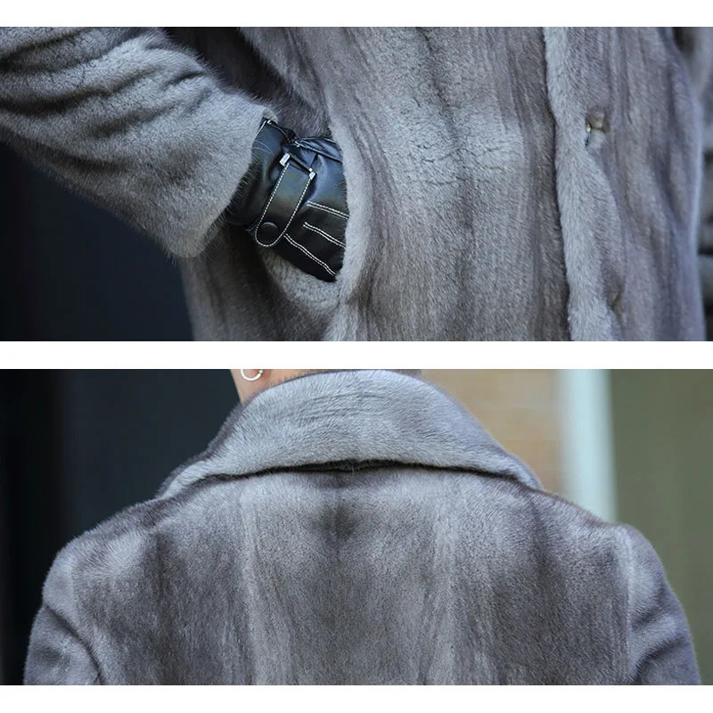 Artificial mens fur coat winter mens ultra-thin trend s mink coat fashion set collar long windproof mens clothing 241113