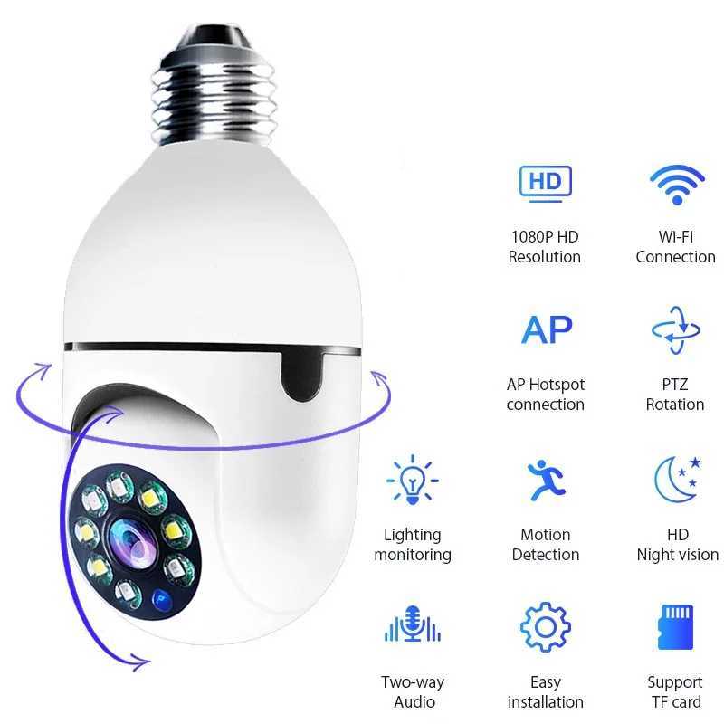 IP Cameras New Smart Bulb Surveillance Camera Full Color Night Vision Automatic Human Tracking Wifi Camera Home Security Monitor Camera 240413