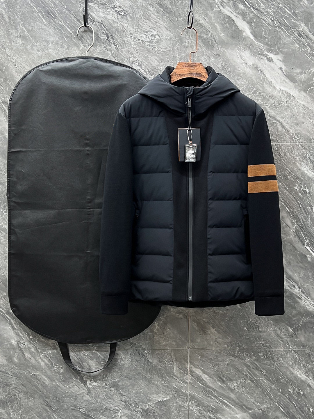 Deisgner Men Downs Winter White Duck Down Stitching Knitted Hooded Down Jacket Warm Coats ZG1289