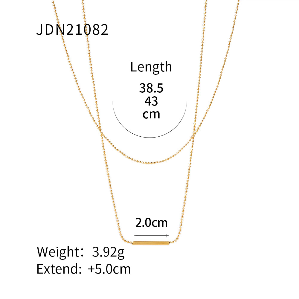 Designer Classic Double Layered Tbar Stick Necklace For Women Stainless Steel 18K Gold Pendant Necklace Non Fading, Non Allergic Party Jewelry Wholesa