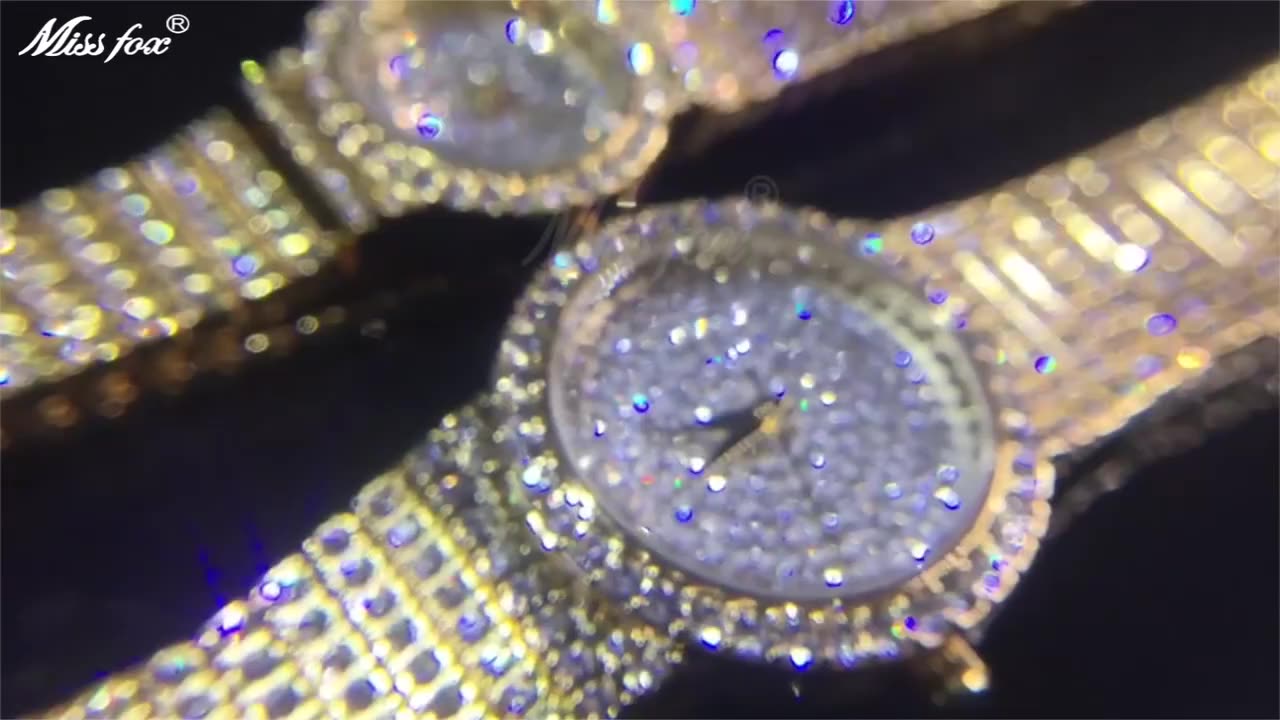 Diffuse Star Diamond Encrusted Waterproof Quartz Watch Women's Watches Gold ColorThickness 9mmDial diameter 37mmWaterproofTop qualitymanufacturer
