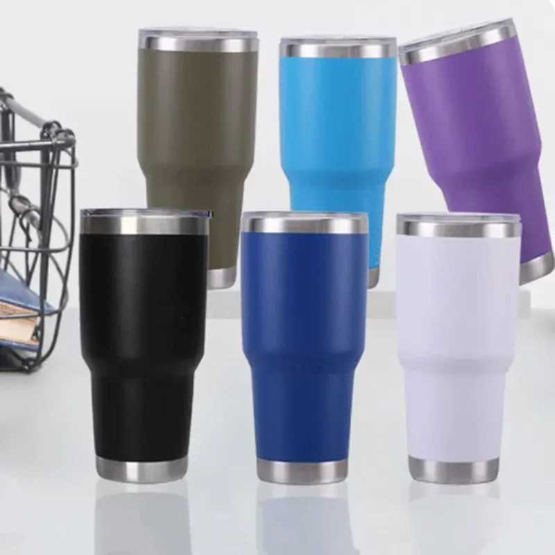 2024 new He cooler hot stainless steel painted double wall 30oz tea coffee vacuum valve cover Y241114