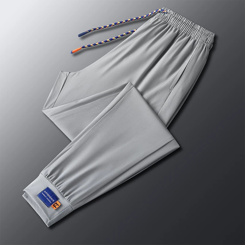 Summer Ice Silk Casual Pants Mens Season Quick Drying Ultra Thin Comfortable Sports Breathable L 240412