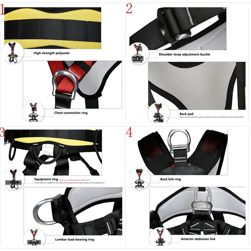 Professional climbing harness full body safety harness climbing tree anti fall detachable gear height protection survival kit 241113