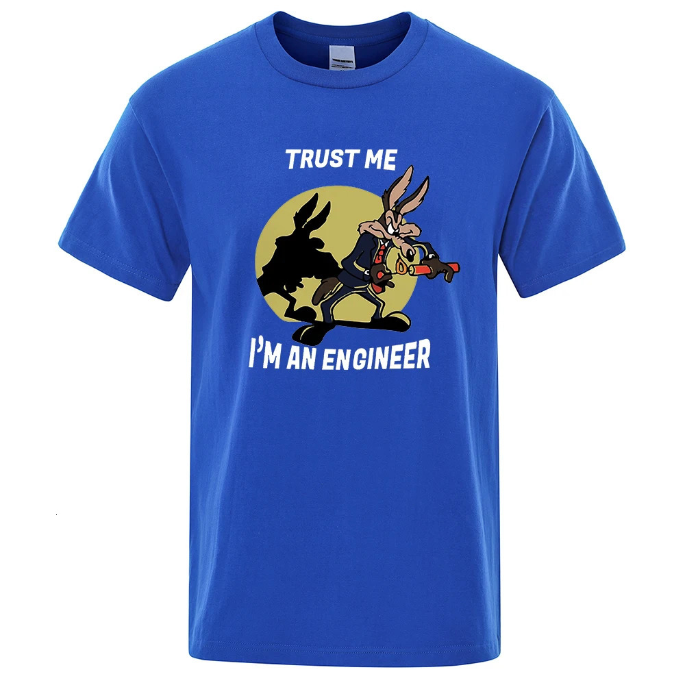 Trust Me Im An Engineer T Shirt For Men Pure Cotton Vintage T-Shirt Round Neck Engineering Tees Classic Man Clothes Oversized 240412