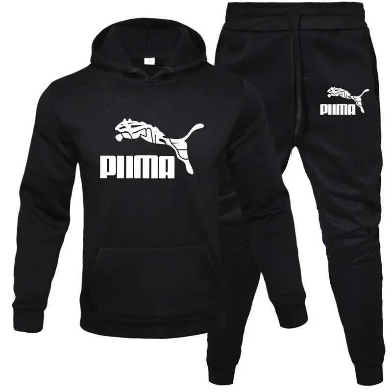 Mens New mens hoodie sportswear fashion Flce sportswear two-piece casual long Slve solid color hoodie jogging pants set top X241113