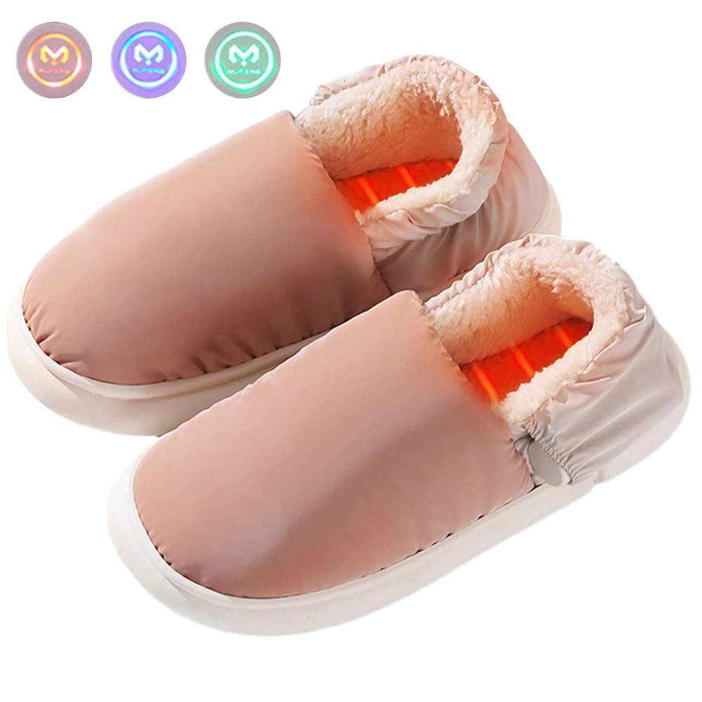 Neutral electric heating slider with 3 heating levels USB heating slider home shoes winter warm plush slider 241113