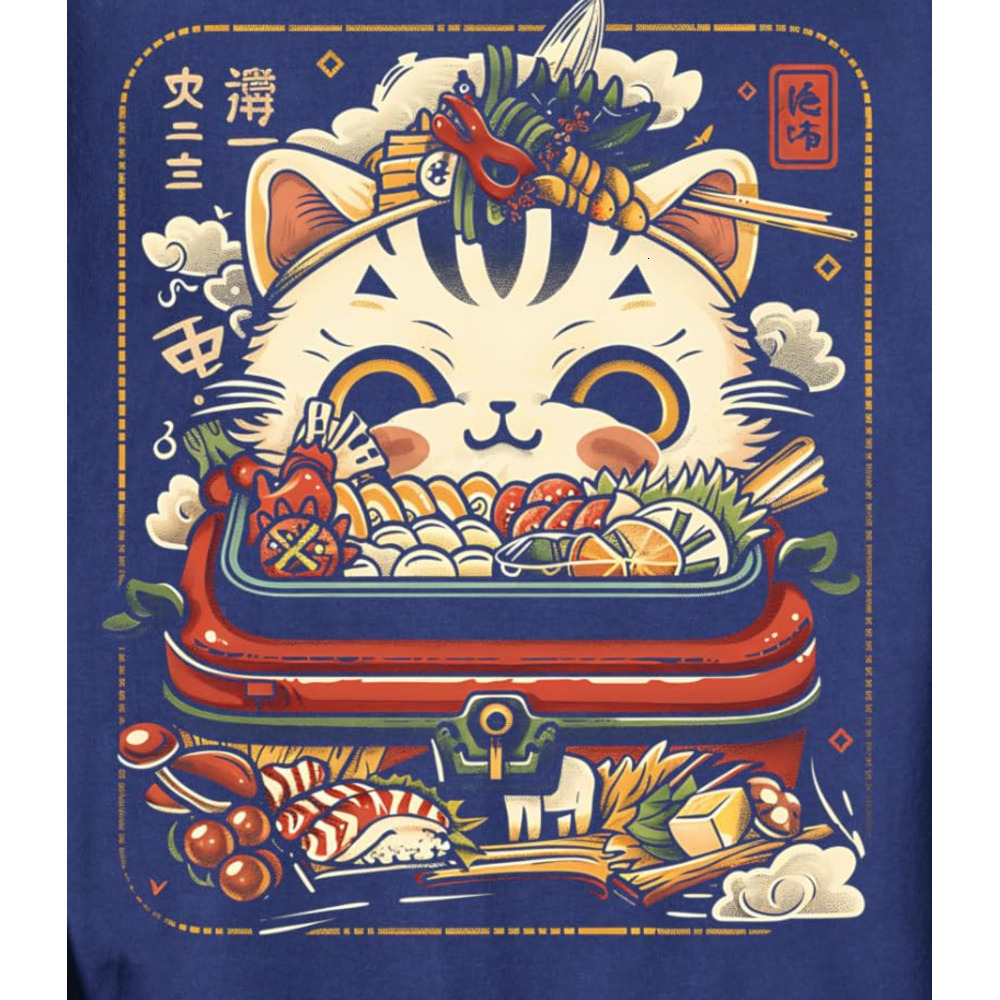 Long Sleeve Shirts for Men sweatshirt Cat Ramen Noodles Japanese Food Lover Anime Kawaii Graphic Sweatshirt T shirt Tee Streetwear Casual tops clothes