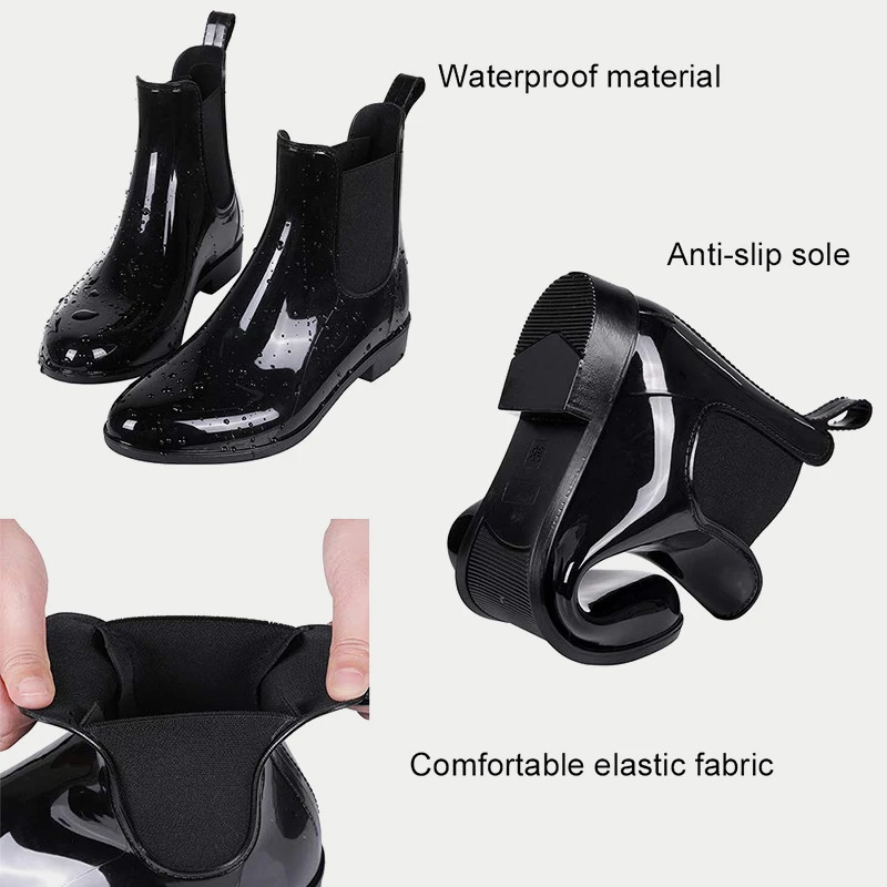 Asgard Women Fashion Rain Boots Summer Soft Short Ankle Rain Boots Flat Heels Rubber Boots Outdoor Non-slip Waterproof Rain Boot 241114