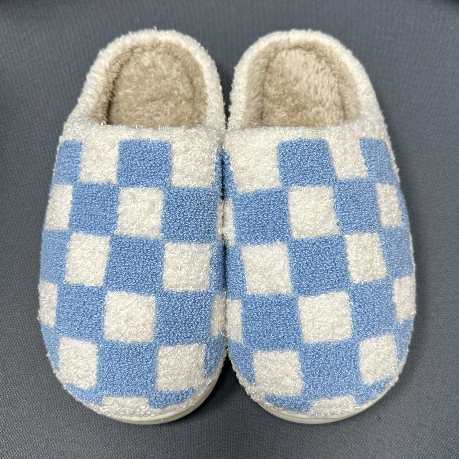 Advertising Christmas/ Year black/blue/green/pink checkered soft plush warm winter slider suitable for indoor slider gifts for men and women 241113