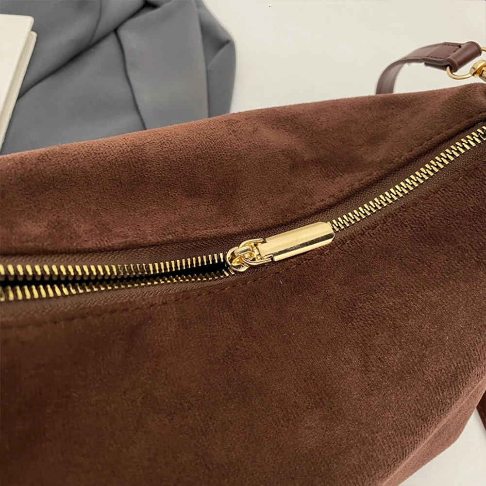 Women Suede Shoulder Bag Adjustable Strap Crossbody Bag With Inner Pocket Satchel Purse Zipper Hand bags Casual Bag 241114