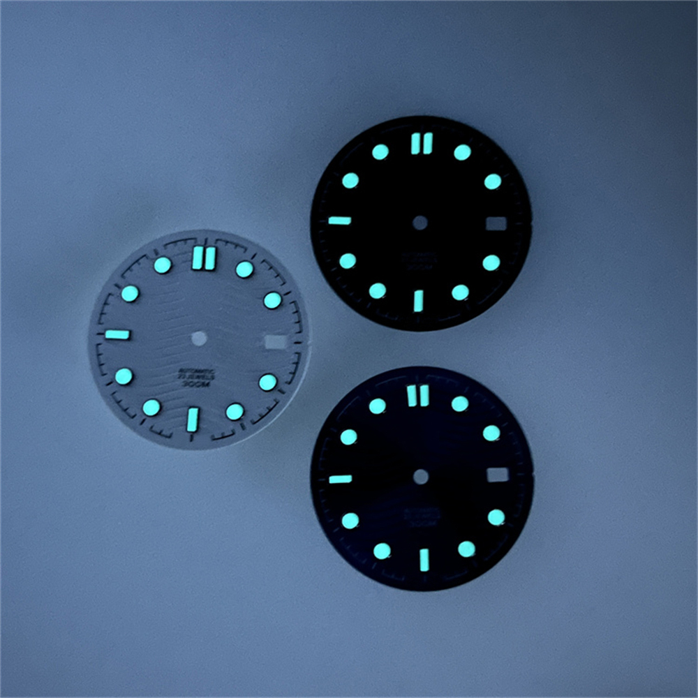 Watch Dial 31mm, Blue Green Night Glow Luminous Dial, Fits for NH35A/NH36A Movement, Black/White/Blue Watch Faces Dial NH35