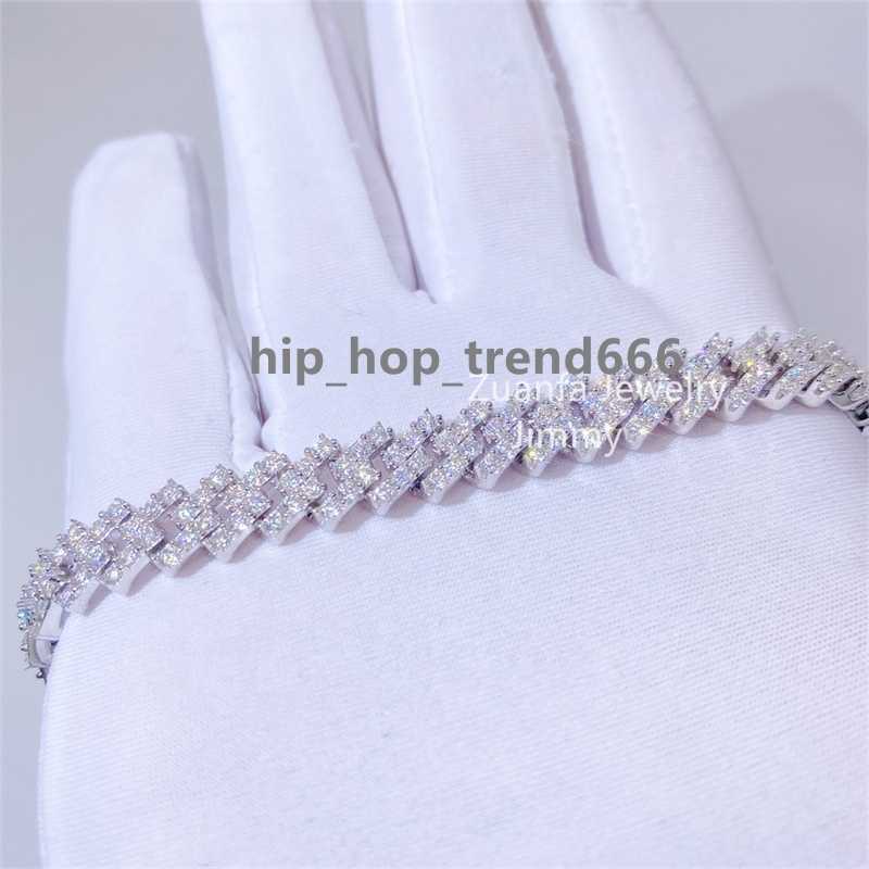 925 Sterling Silver Iced Out Jewelry 8mm Moissanite Cuban Bracelet VVS Moissanite Link Cuban Bracelet