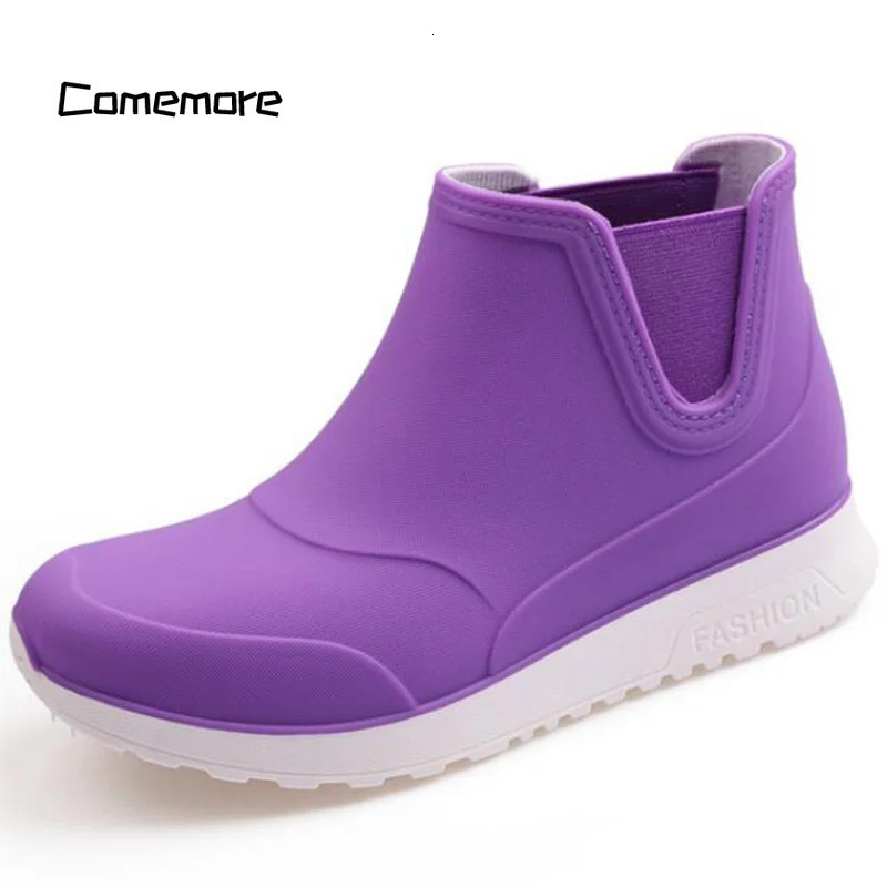 Comemore Womens Anti-skid Water Shoes Ankle Boot Women Leisure Fashion Waterproof Shoe Rubber Booties Summer Rain Boots Zapatos 241114