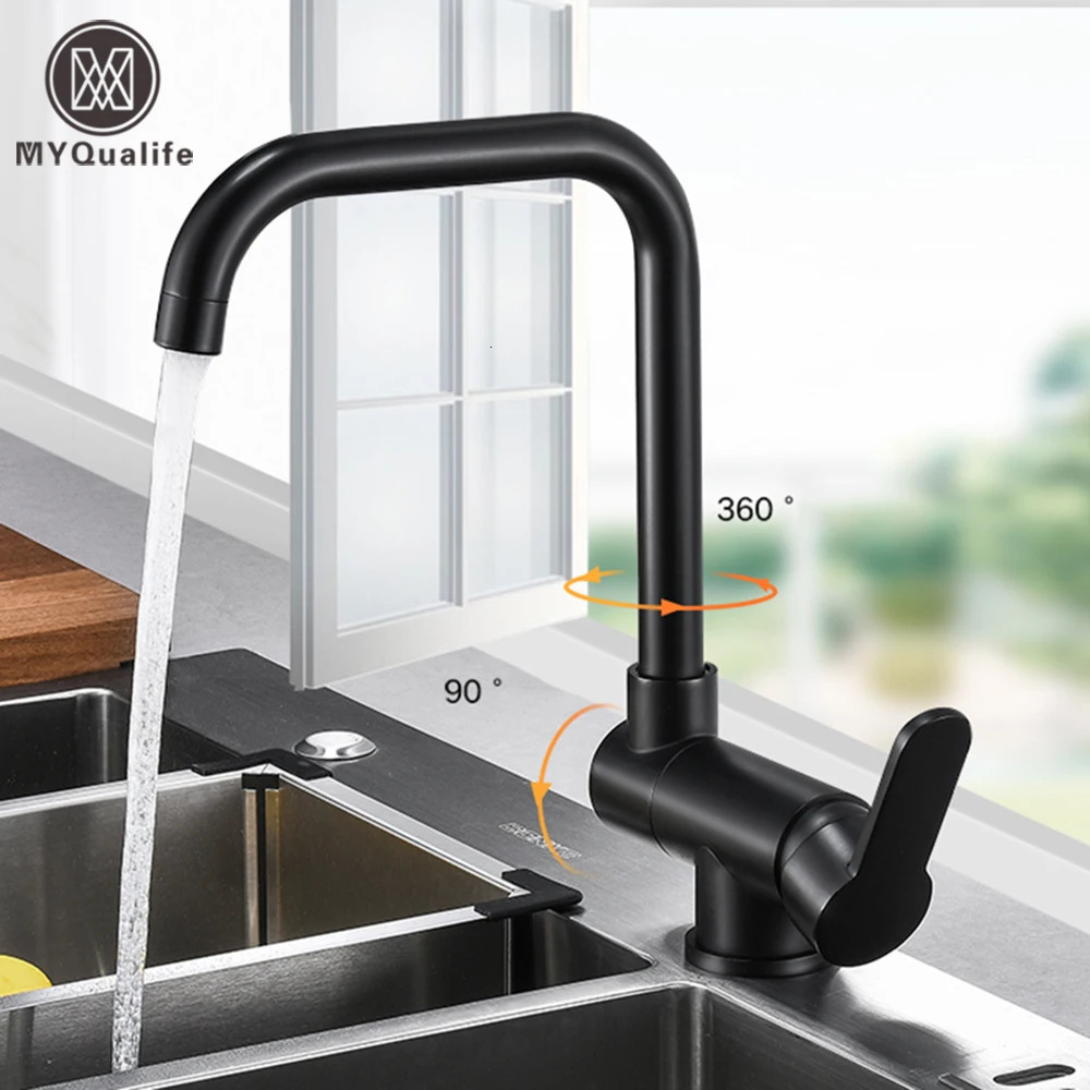 Matte black interior window folding kitchen faucet deck installation dual-mode and cold mixer sink crane 360 rotation folding faucet 241112