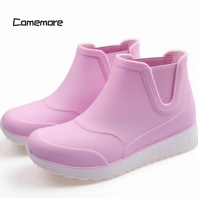 Comemore Womens Anti-skid Water Shoes Ankle Boot Women Leisure Fashion Waterproof Shoe Rubber Booties Summer Rain Boots Zapatos 241114