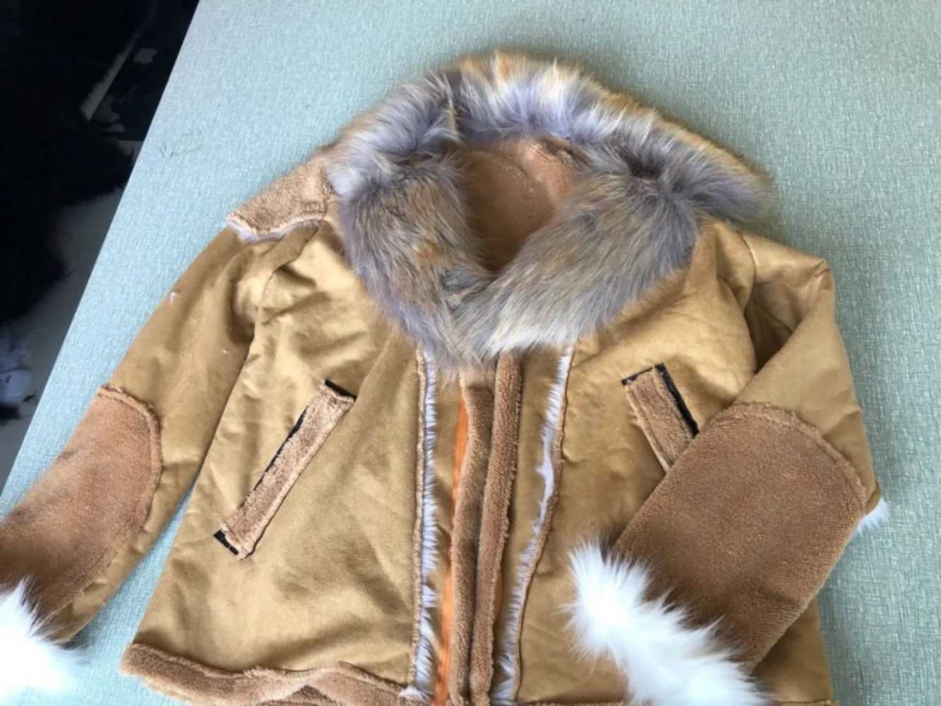 Plush artificial leather winter coat mens clothing big fur collar long sleeved jacket thick warm winter fur coat jacket 5XL 4XL W241113