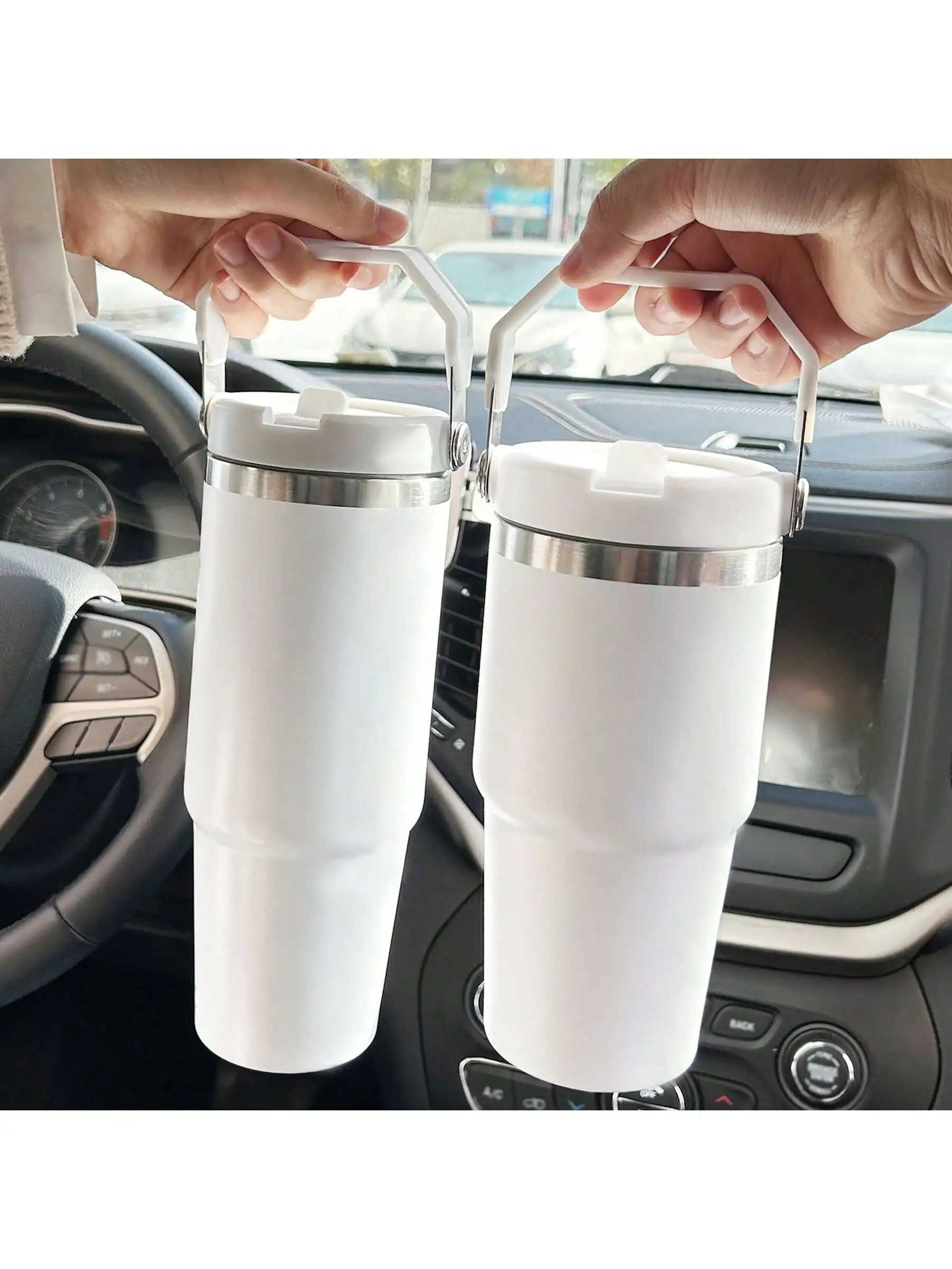 1 piece with handle and straw vacuum cleaner with flip straw and top handle reusable Y241114