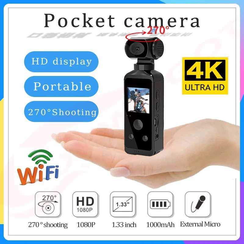 Hot Sale 4K HD Wifi Camera 270 Rotating Waterproof Action Pocket Camera Outdoor Sports Bicycle with Microphone Video Recorder T241104