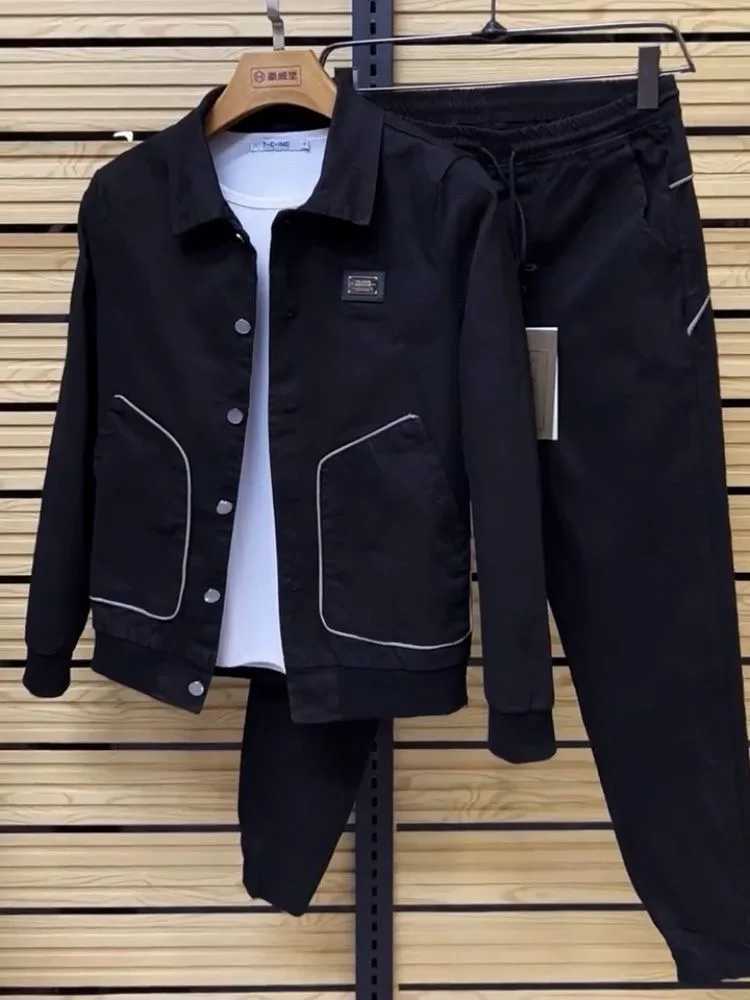 Mens 2024 Spring New Mens Ultra Thin Leisure Set 2023 Fashion Korean Sports Two Piece Set Mens Track and Field Set X241113