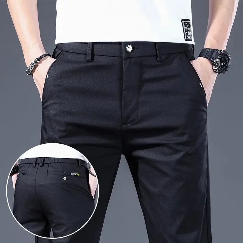 Summer Golf Pants for Mens Thin Breathable Quick Drying Slim Fit Elastic Non ironing Business and Leisure Golf Mens Clot 240412