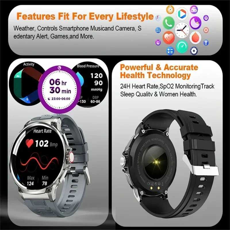 New 710mAh Call Smart Watch Mens Sports Fitness Watch 1.85-inch HD Monitor Waterproof Smart Watch Suitable for XAI Android Y241114