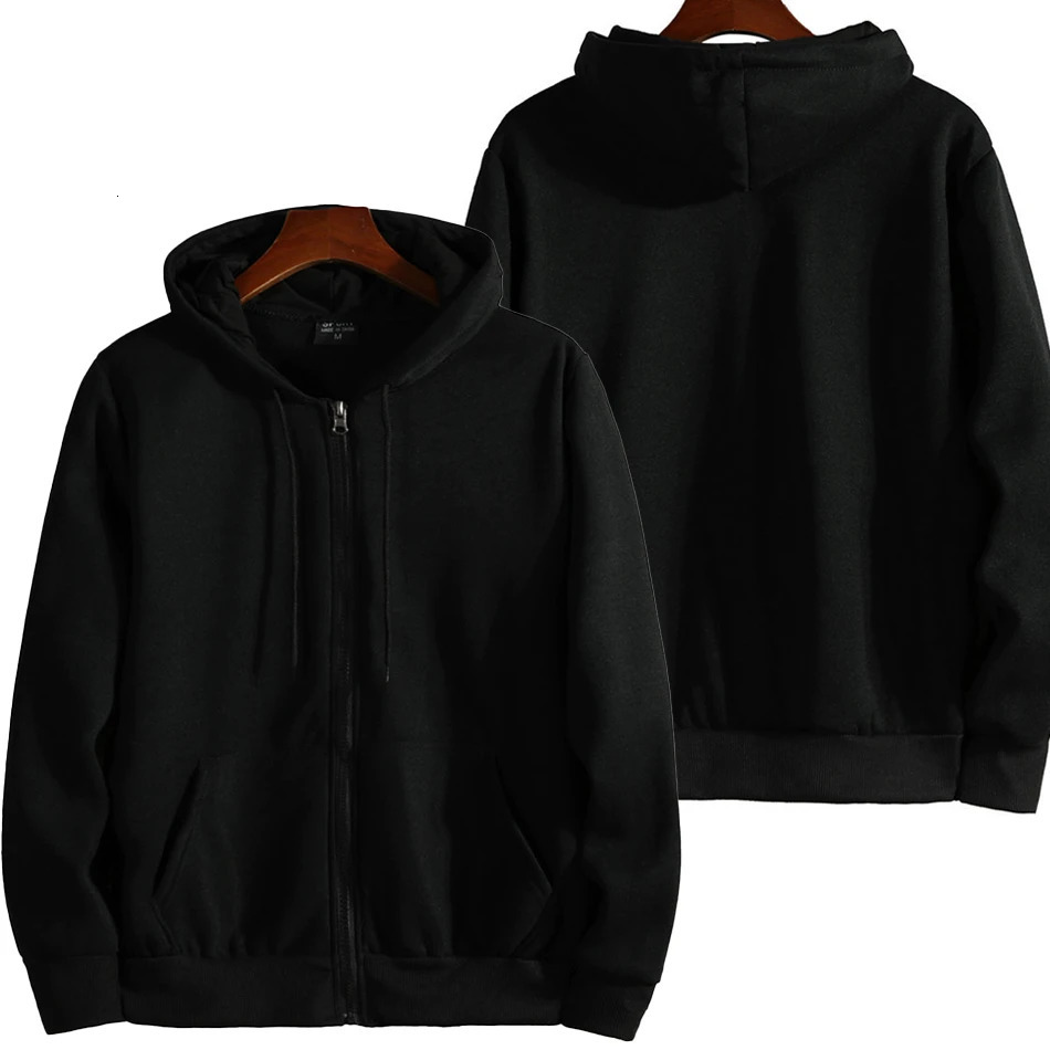 2023 Zipper HoodieMen Fashion Long Sleeve Hooded Sweatshirt Casual Autumn Winter Sportwear Solid Clothes 241113