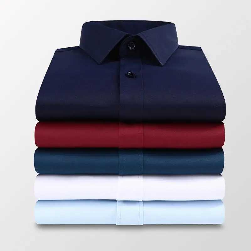 Men Solid Color Business Shirt Fashion Casual Slim White Long Sleeve Shirt Male Brand ClothesXJ24113