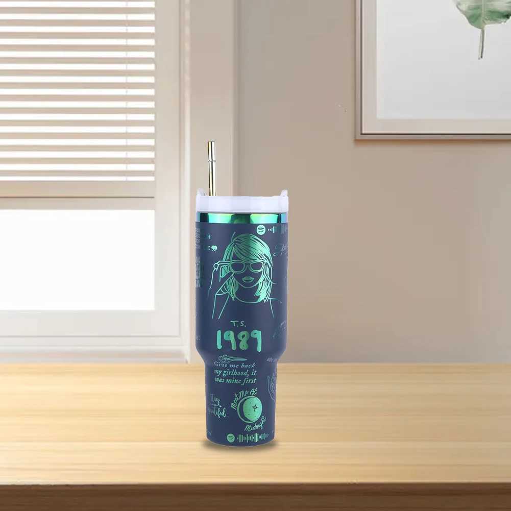 40 oz stainless steel hot water bottle with handle straw cup portable coffee hot g used for vacuum Y241114