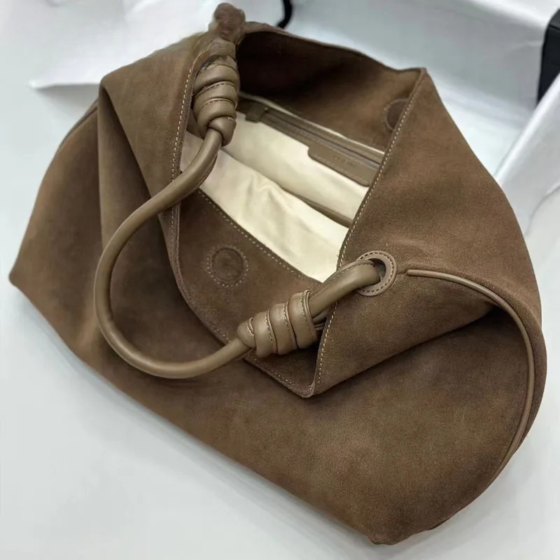 New Frosted Suede Women's Handbag Fashion Office Ladies Shoulder Classic Minimalist Suction Buckle Tote Bag Genuine Leather BagVoyage