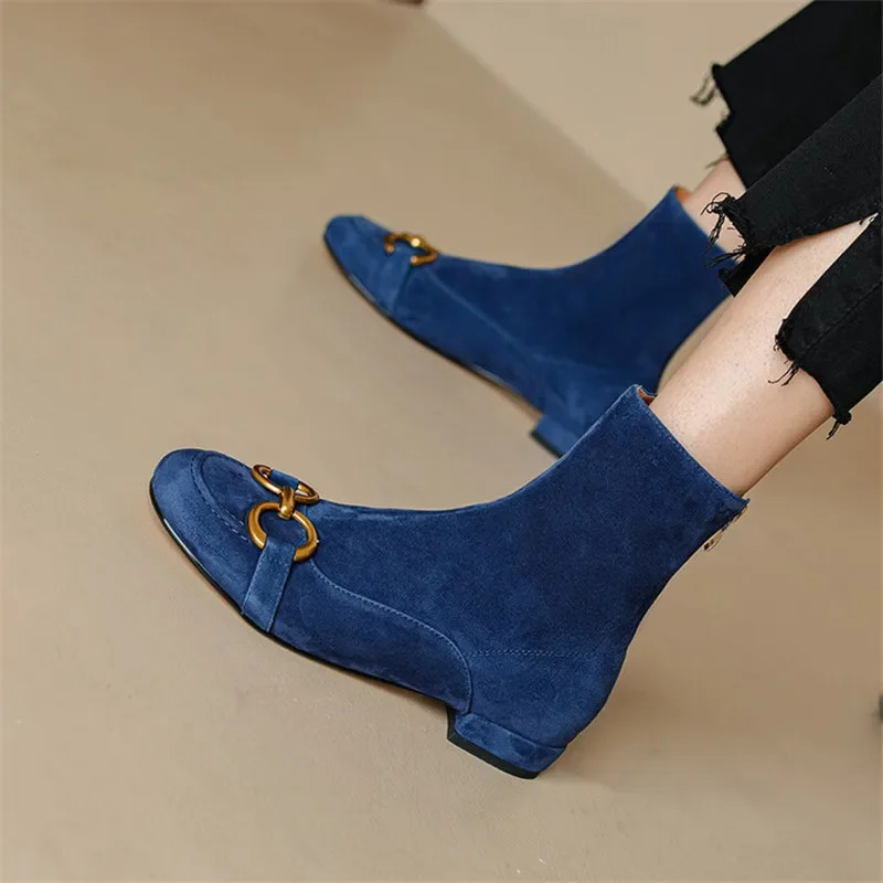 autumn winter fashion short boots womens shoes round toe boots casual short and chubby high heels womens back zipper ankle boots 241113