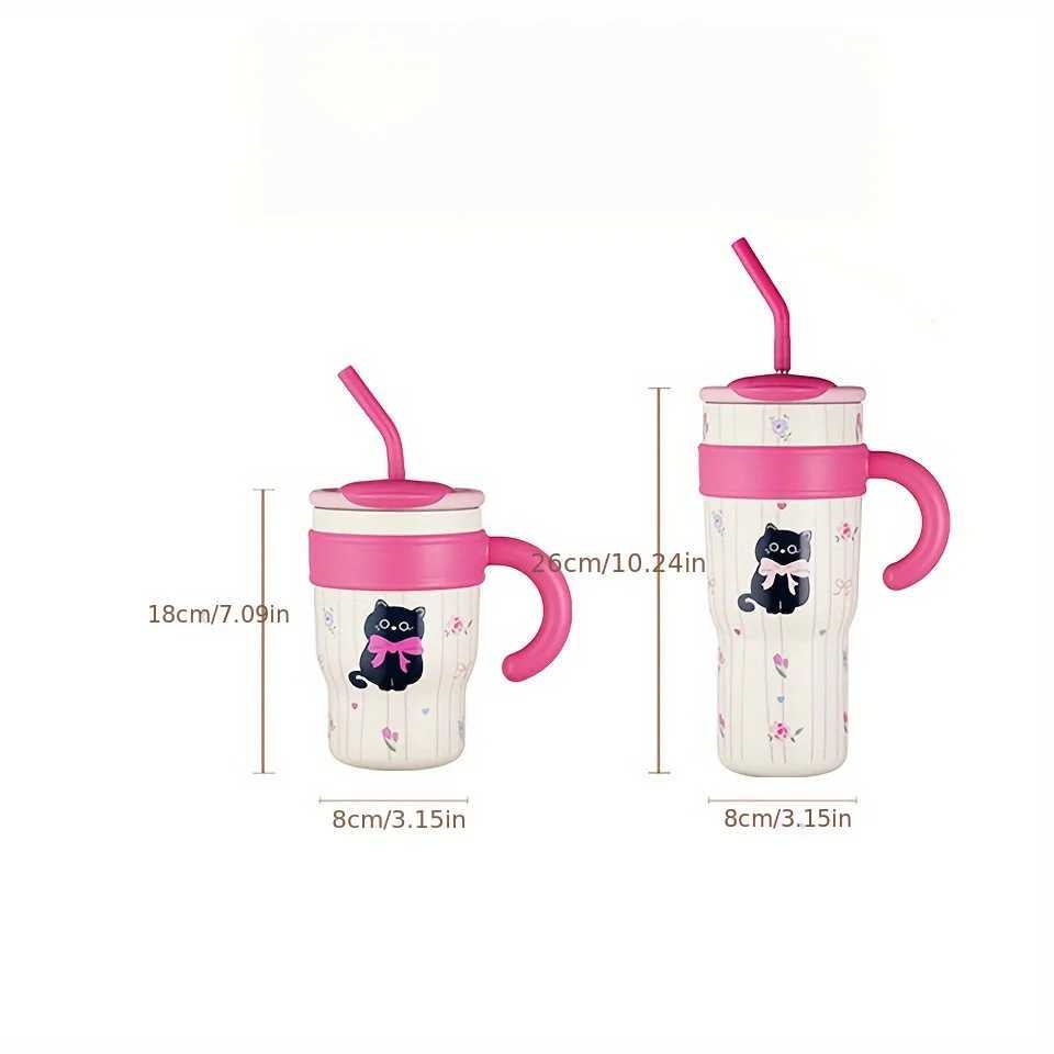 700ML/1.2L with handle cover cute cat hot cup stainless steel water bottle outdoor travel cart coffee g gift Y241114