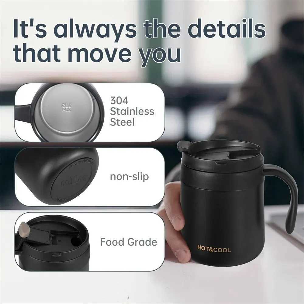 350/500ml Insulated Coffee g Stainless Steel Insulated Coffee Thermos Tea Cup with Lips and Handle Y241114