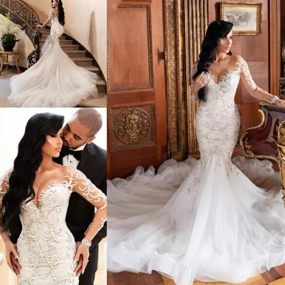 Beach Sexy Wedding Dresses Mermaid Sweetheart Lace Applique Satin Bridal Gowns With Detachable Train Custom Made Vestidos De Soiree 02