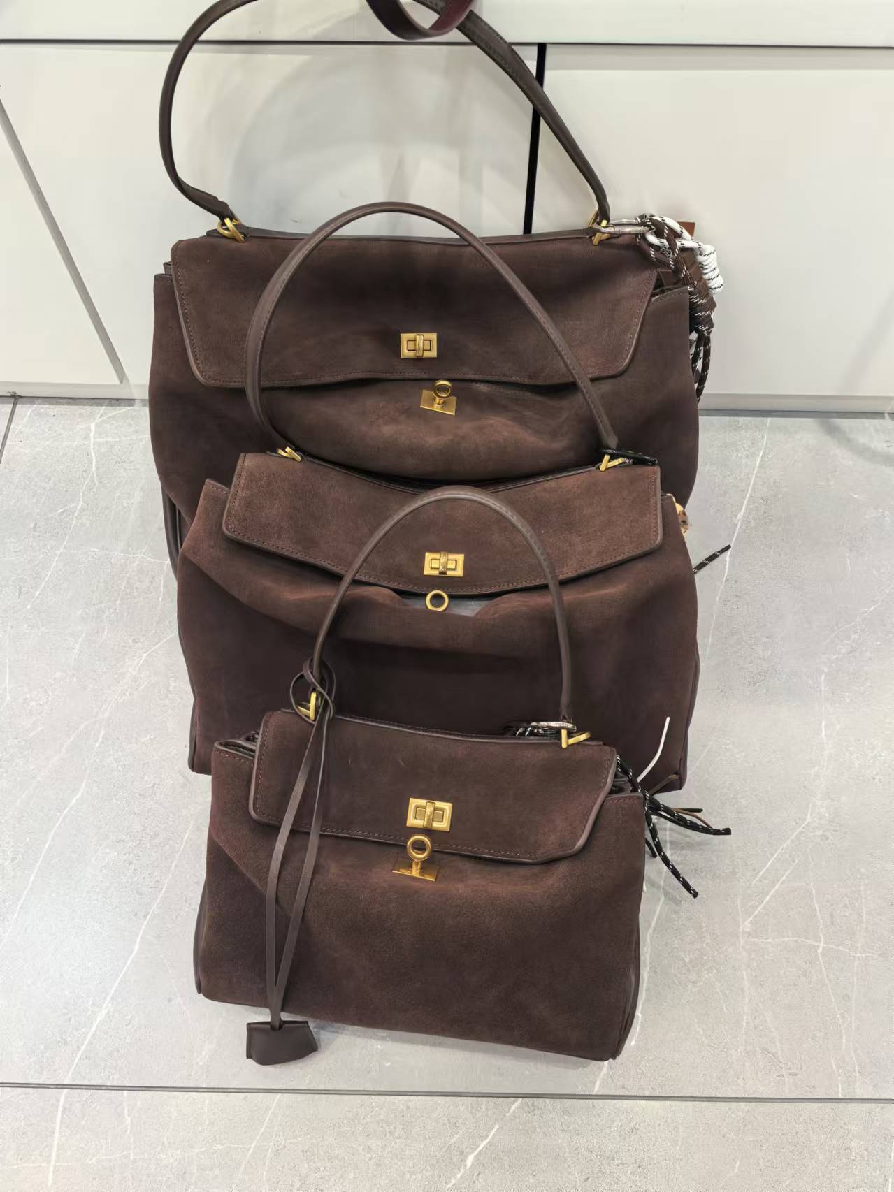 Autumn/Winter Frosted Leather Tote With Lock Buckle Underarm Single Shoulder Crossbody Bag Suede Vintage Style