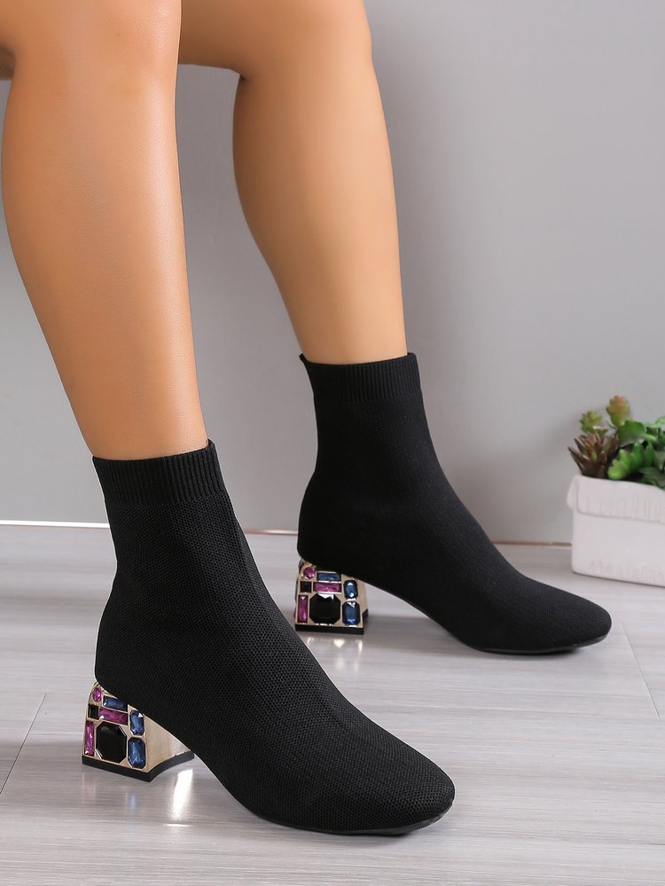 Women popular New Trendy Boot Autumn Winter Rhie Thick Heel Short Boots