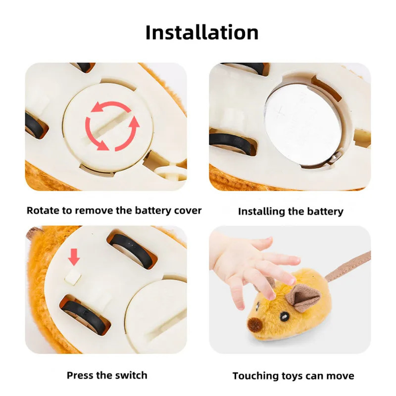 Electric Mice Cat Toys Interactive Self-Play Walking Simulation Mouse Pet Cat Plush Toy Vibration Sensor Kitten Cats Teaser Toys 240411