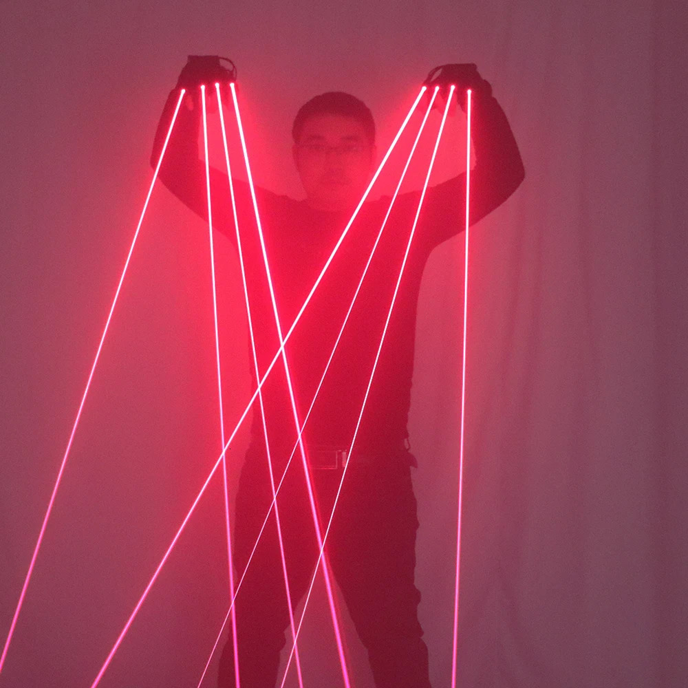 Red laser gloves 650nm LED glasses high-power copper beam laser cannon light decoration LED robot set Palm light DJ club241114